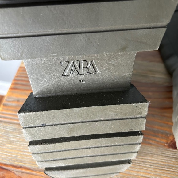 ZARA Women's Olive Green Lace Up Chunky Platform Combat Boots Size 39 - Picture 8 of 10